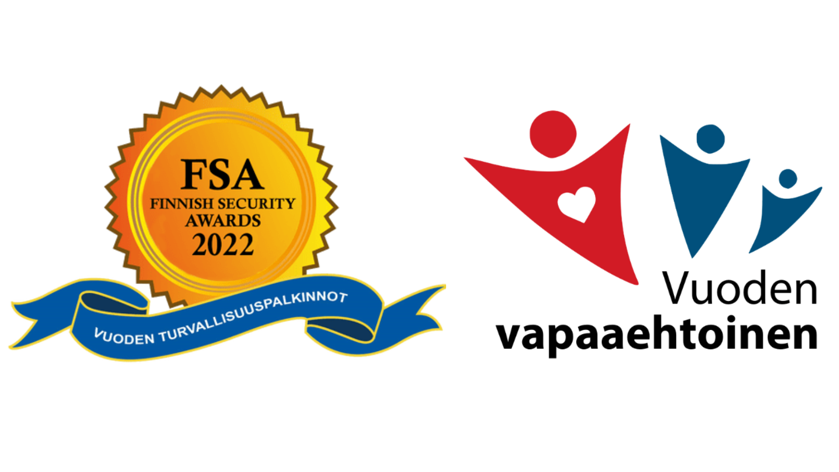 Finnish Security Awards 2022 logo ja Vuoden vapaaehtoinen logo